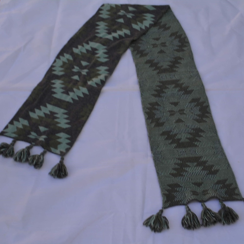 Cashmere Blend Grey and Green Scarf
